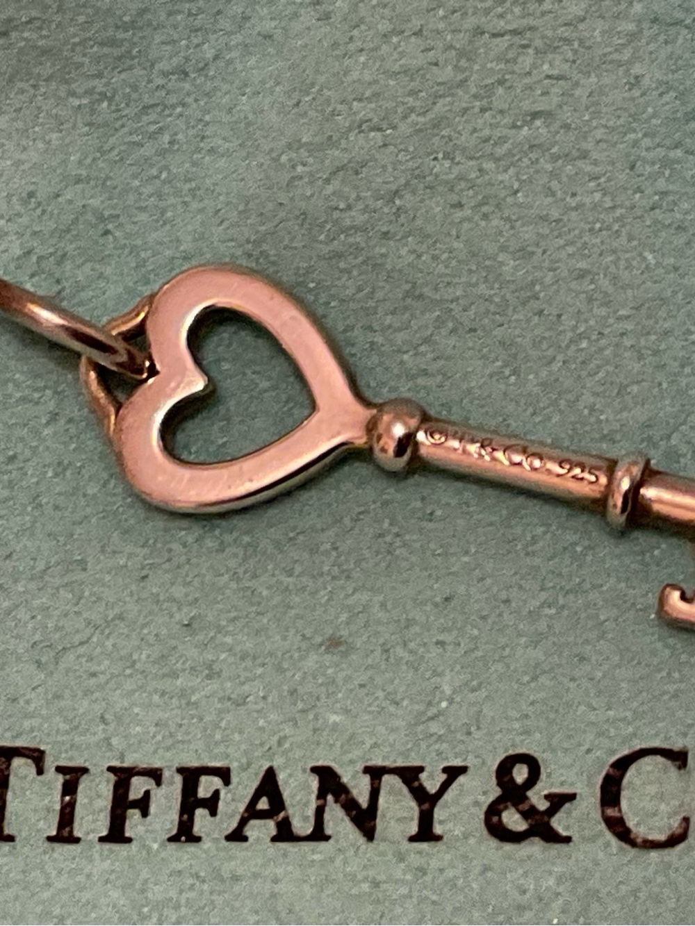 Tiffany & Co. Heart Key Pendant Necklace in Silver Tone